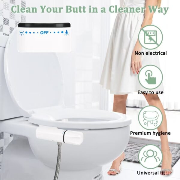 主图1 Bidet Attachment for Toilet, Ultra-Slim Non-Electric, Self Clean Bidet Sprayer, Adjustable Water Pressure, Dual Nozzle for Feminine/Posterior Wash, Easy to Install