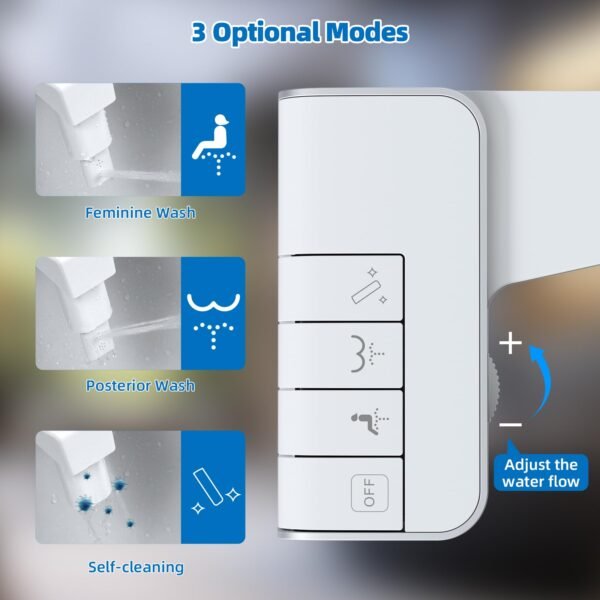 Bidet Attachment for Toilet, Non-Electric Dual Nozzle for Frontal & Rear Wash, Adjustable Water Pressure Control, Fresh Water Bidet Toilet Seat, Self Cleaning Water Sprayer