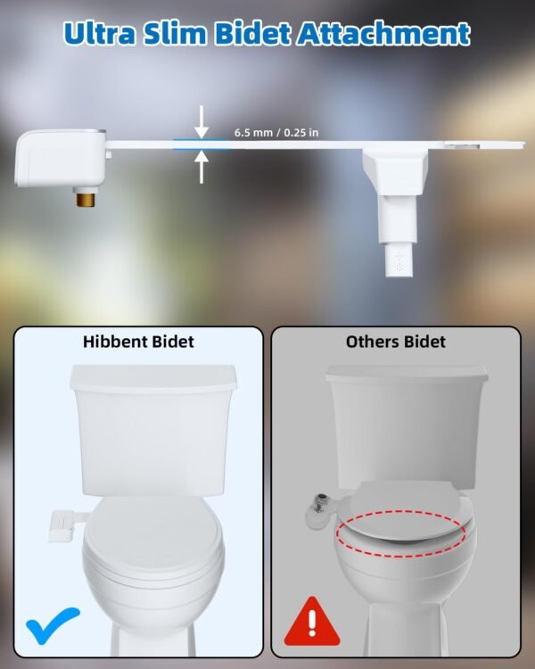 Bidet Attachment for Toilet, Non-Electric Dual Nozzle for Frontal & Rear Wash, Adjustable Water Pressure Control, Fresh Water Bidet Toilet Seat, Self Cleaning Water Sprayer