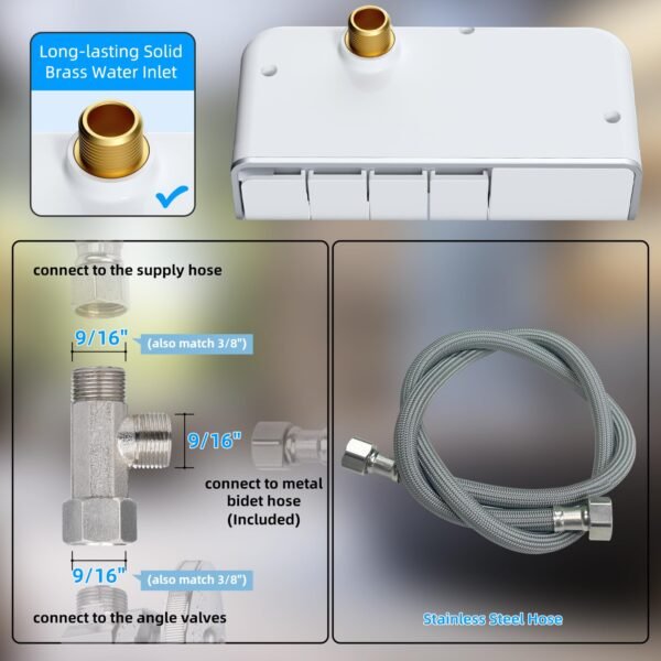 Bidet Attachment for Toilet, Non-Electric Dual Nozzle for Frontal & Rear Wash, Adjustable Water Pressure Control, Fresh Water Bidet Toilet Seat, Self Cleaning Water Sprayer