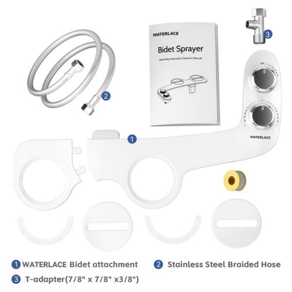 Bidet Attachment for Toilet, Ultra-Slim Non-Electric, Self Clean Bidet Sprayer, Adjustable Water Pressure, Dual Nozzle for Feminine/Posterior Wash, Easy to Install