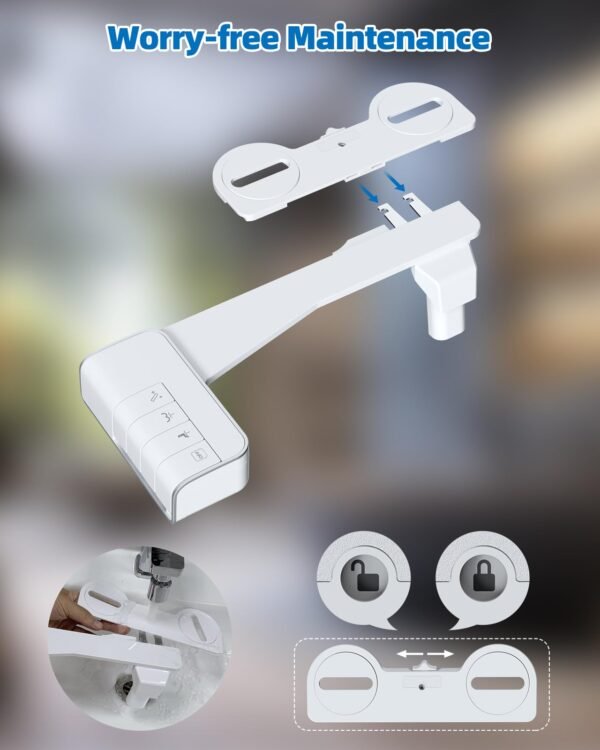 Bidet Attachment for Toilet, Non-Electric Dual Nozzle for Frontal & Rear Wash, Adjustable Water Pressure Control, Fresh Water Bidet Toilet Seat, Self Cleaning Water Sprayer