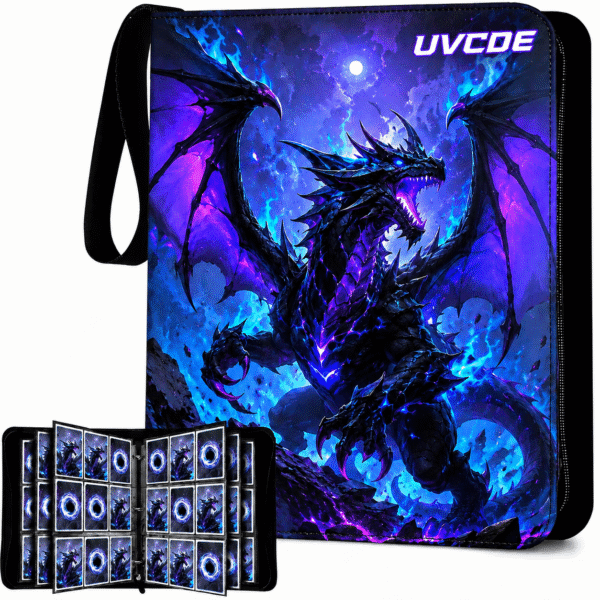 主图1 9-Pocket Trading Card Binder – Holds 900 Cards, Zippered Card Album with 50 Removable Sleeves, Display Window & ID Slot for TCG, Sports & Game Cards